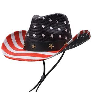 2274 American Flag Cowboy Hat For Men Women Usa Hat Wide Brim Breathable